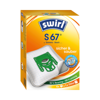 Swirl Staubbeutel S 67, Ecopor­Filter, 55 Prozent Recycling, 4 Stueck